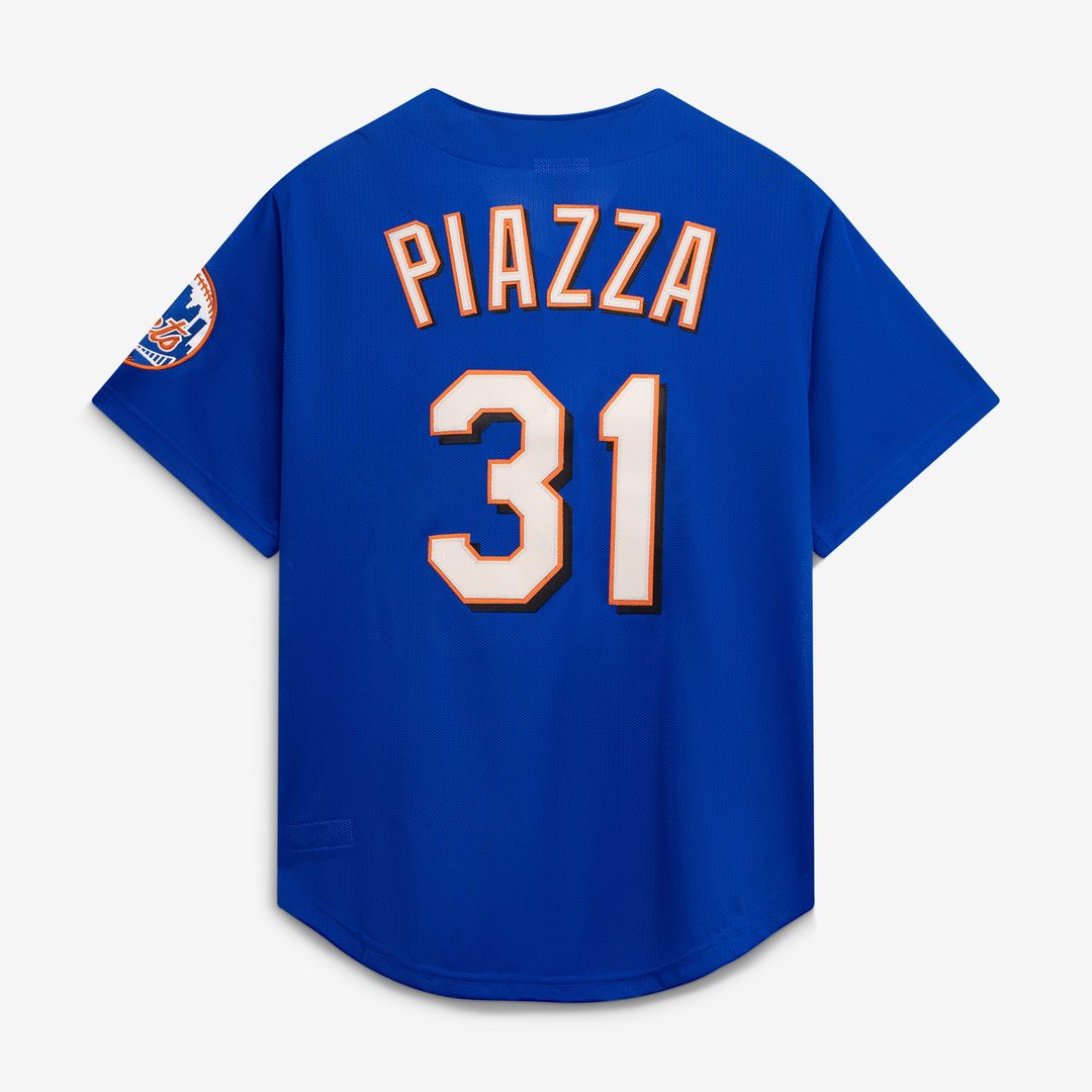 New York Mets Mike Piazza Mitchell & Ness Cooperstown Mesh Batting Practice Button - Up Jersey - Orange MLB Team Jersey Baseball Fan Apparel