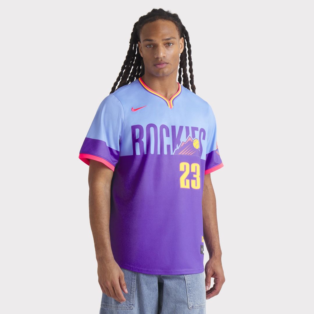 Colorado Rockies Kris Bryant Nike 2025 City Connect Limited Player Jersey - Purple/Light Blue MLB Team Jersey Baseball Fan Apparel