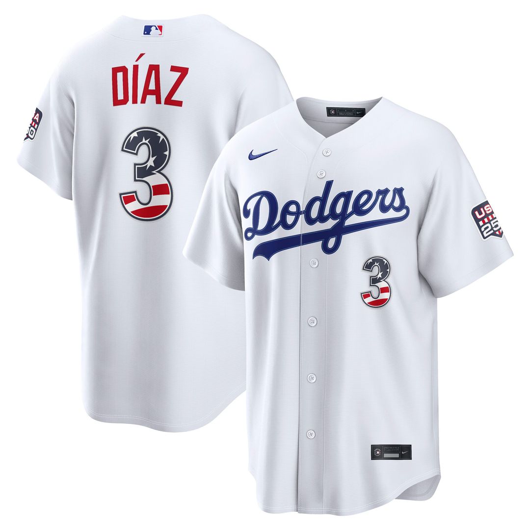 Los Angeles Dodgers Edwin Díaz Nike USA 250 Fourth of July Home Stadium Jersey - White MLB Team Jersey Baseball Fan Apparel