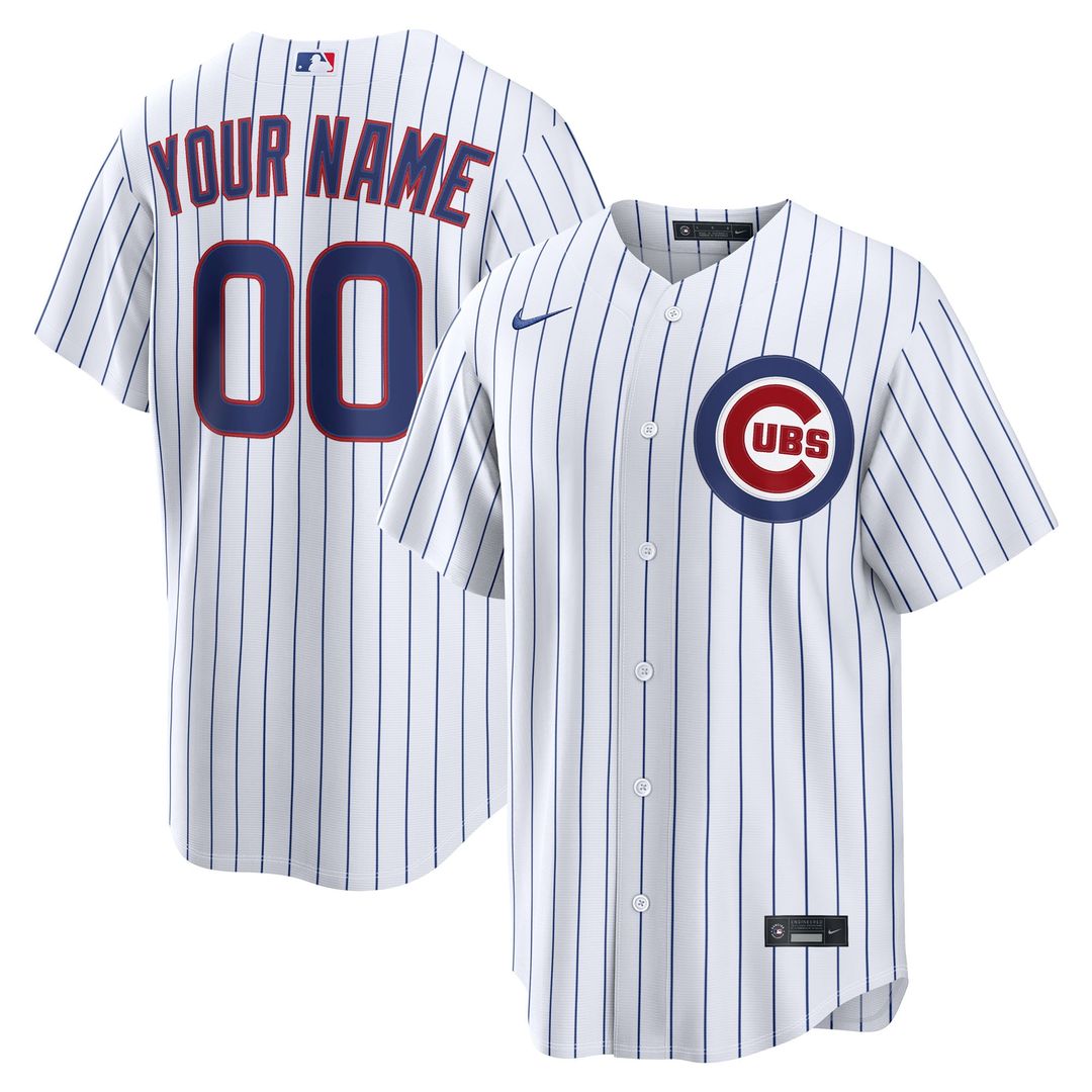Chicago Cubs Nike Home Replica Custom Jersey - White MLB Team Jersey Baseball Fan Apparel
