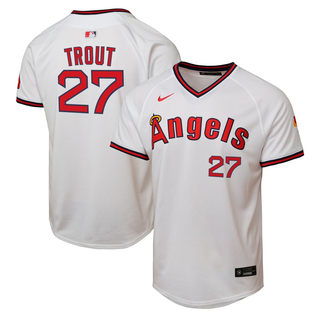 Los Angeles Angels Mike Trout Nike Youth Alternate 2 Limited Player Jersey - White MLB Team Jersey Baseball Fan Apparel