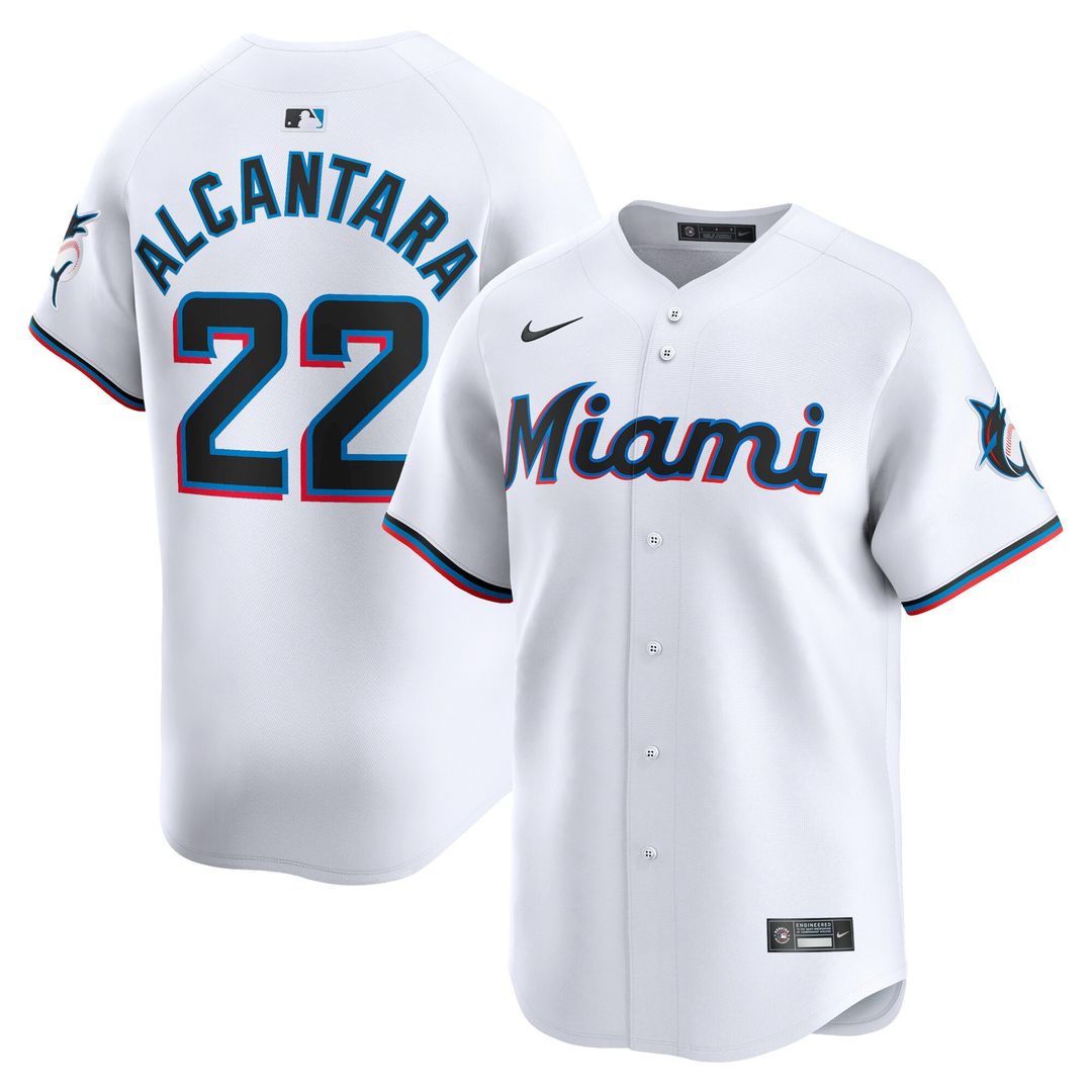 Miami Marlins Sandy Alcantara Nike Home Limited Player Jersey - White MLB Team Jersey Baseball Fan Apparel