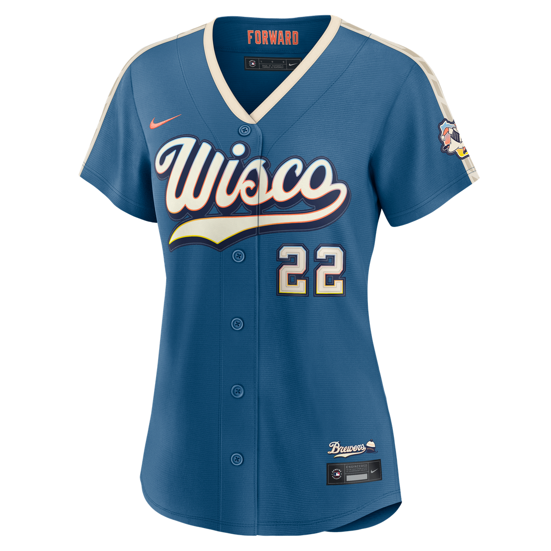 Milwaukee Brewers Christian Yelich Nike Women's 2026 City Connect Stadium Jersey - Mineral Blue MLB Team Jersey Baseball Fan Apparel