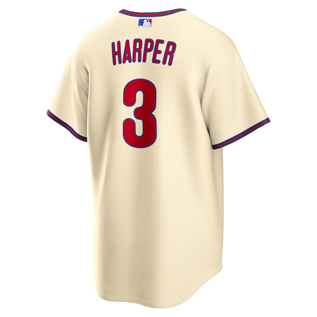 Philadelphia Phillies Bryce Harper Nike Alternate Replica Jersey - Cream MLB Team Jersey Baseball Fan Apparel