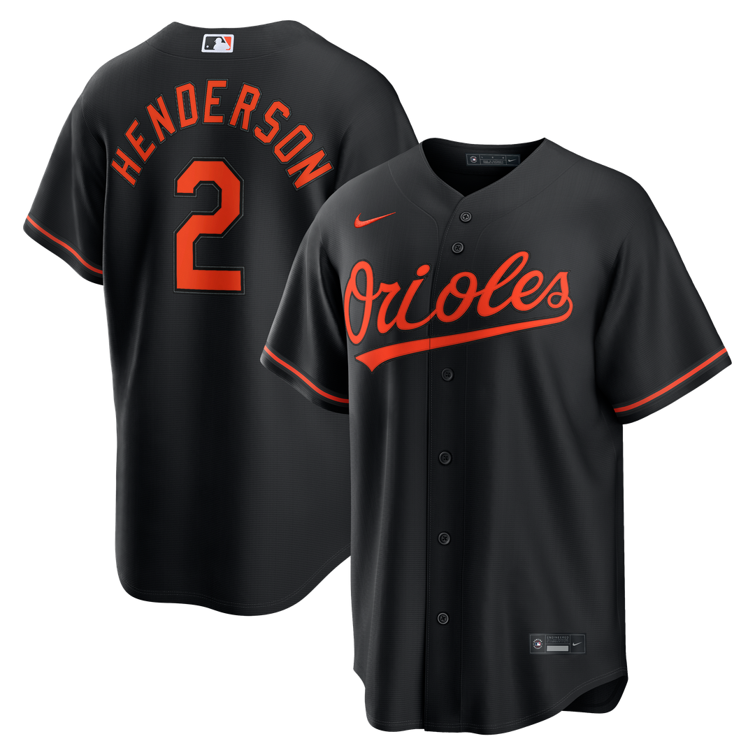 Baltimore Orioles Gunnar Henderson Nike Alternate Replica Jersey - Black MLB Team Jersey Baseball Fan Apparel